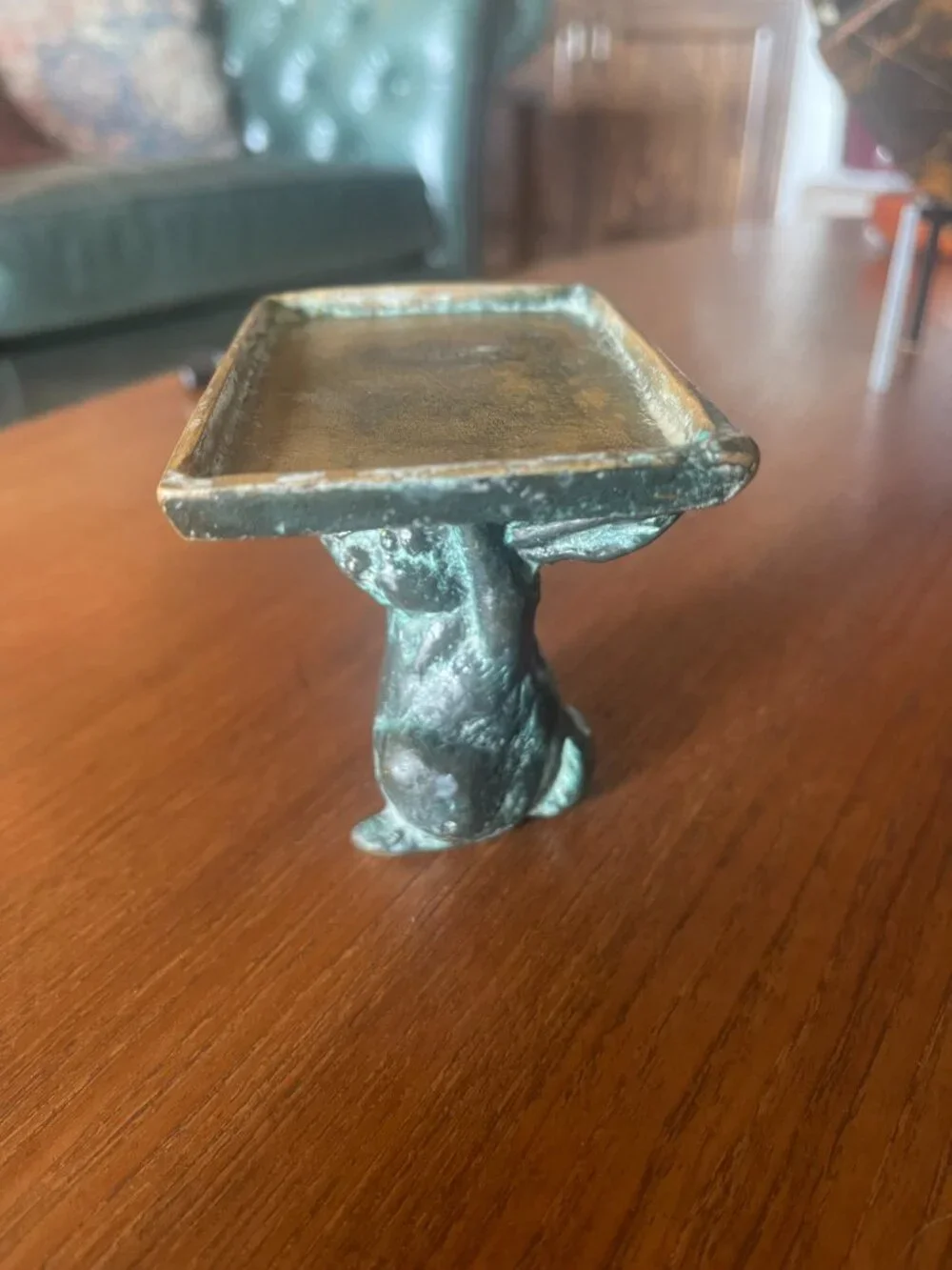 Bronze Oxidized Finish Bunny Rabbit Soap Dish
